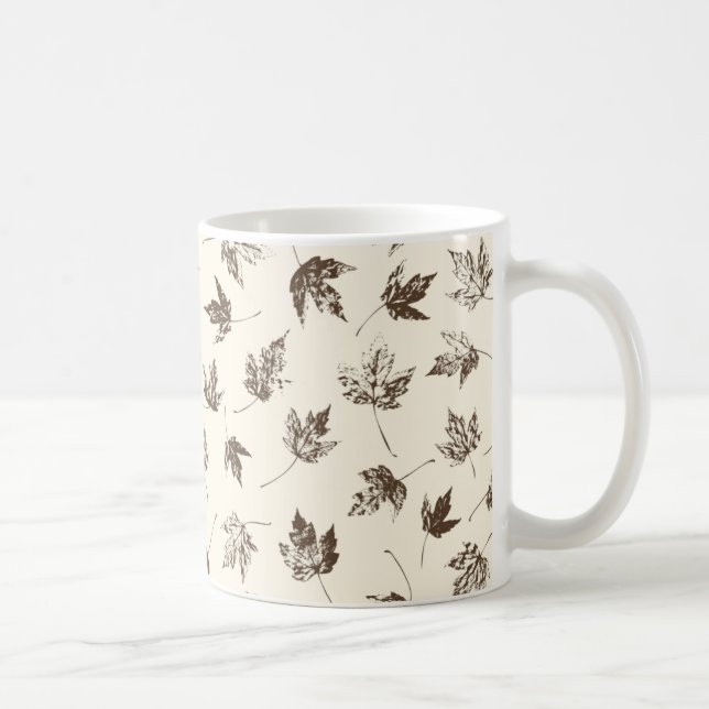 Fall Maple Leaves on cream - seamless pattern. Coffee Mug (Right)
