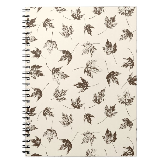 Fall Maple Leaves on cream - seamless pattern.    Notebook (Front)
