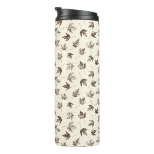 Fall Maple Leaves on cream - seamless pattern.    Thermal Tumbler