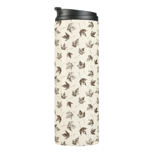 Fall Maple Leaves on cream - seamless pattern.    Thermal Tumbler (Rotated Right)
