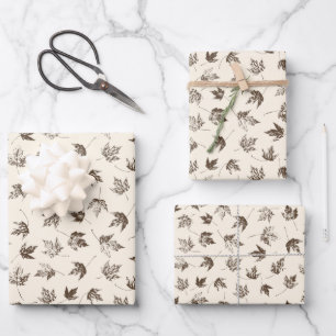 Fall Maple Leaves on cream - seamless pattern. Wrapping Paper Sheet