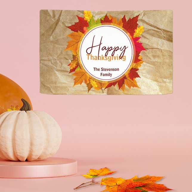 Fall Maple Leaves On Paper Texture Thanksgiving Banner (Creator Uploaded)
