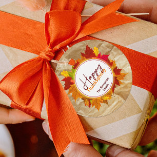 Fall Maple Leaves On Paper Texture Thanksgiving Favour Tags