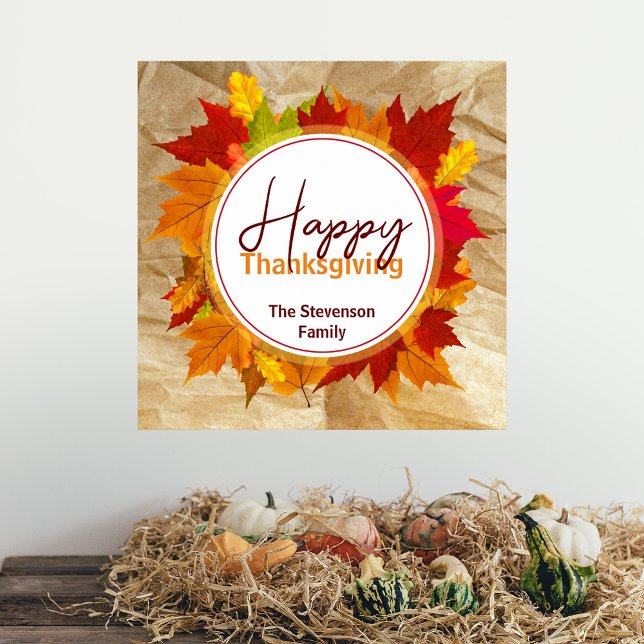 Fall Maple Leaves On Paper Texture Thanksgiving Poster (Creator Uploaded)