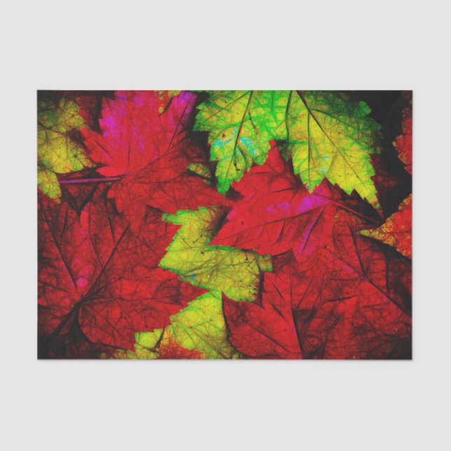 Fall Maple Leaves Red Yellow Black Art Tissue Paper (Front)