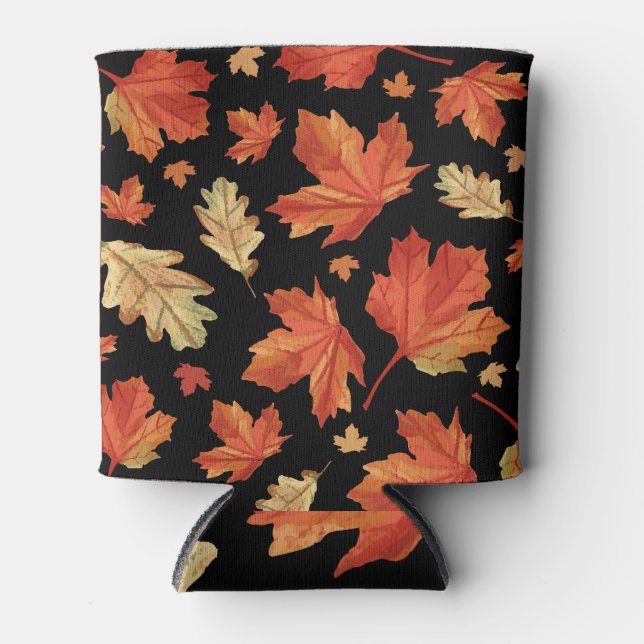 Fall Maple Leaves Thanksgiving Pattern Can Cooler (Front)