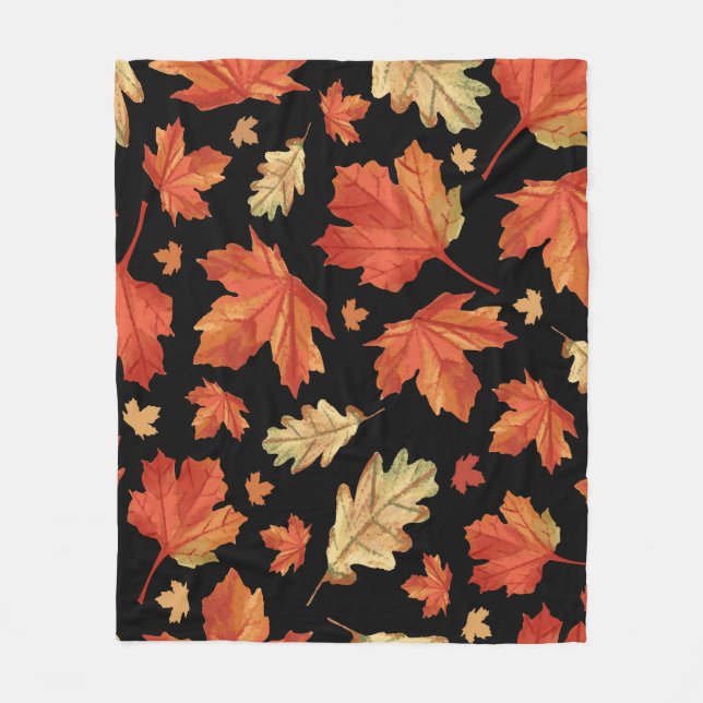 Fall Maple Leaves Thanksgiving Pattern Fleece Blanket (Front)