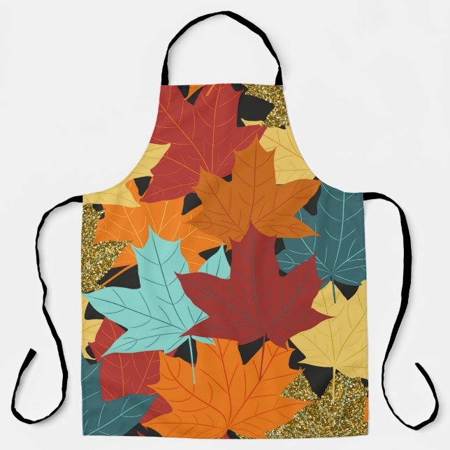 Fall Maple Leaves Vintage Illustration Apron (Front)