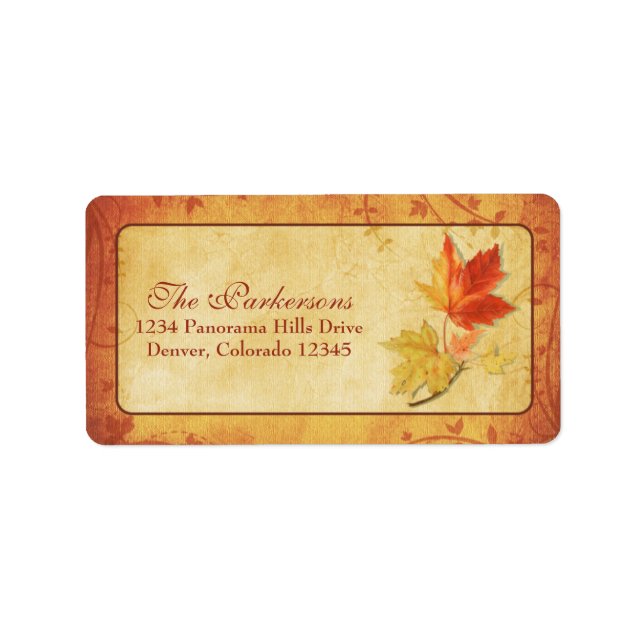 Fall Maple Leaves Wedding Address Labels (Front)