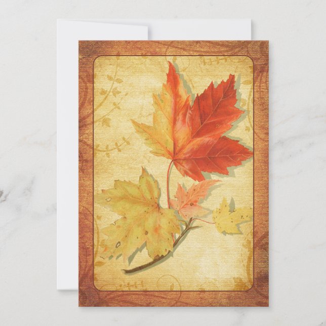Fall Maple Leaves Wedding Invitation Ver Two (Front)