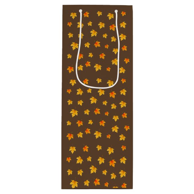 Fall Maple Leaves Wine Gift Bag (Front)