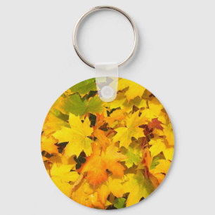 Fall Maple Leaves with Autumn Colours Key Ring