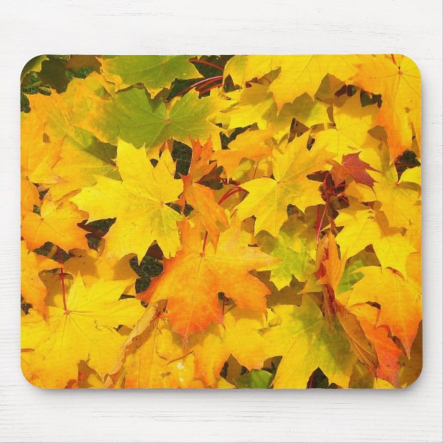 Fall Maple Leaves with Autumn Colours Mouse Pad (Front)