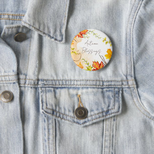 Fall maple leaves with custom text 6 cm round badge