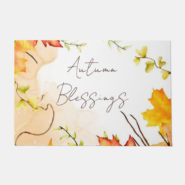 Fall maple leaves with custom text   doormat (Front)