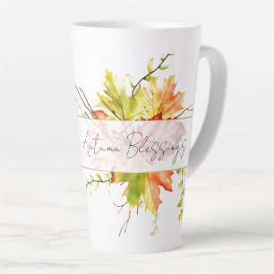Fall maple leaves with custom text   latte mug