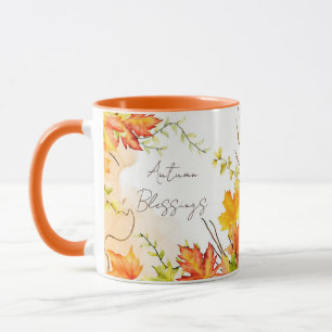 Fall maple leaves with custom text mug