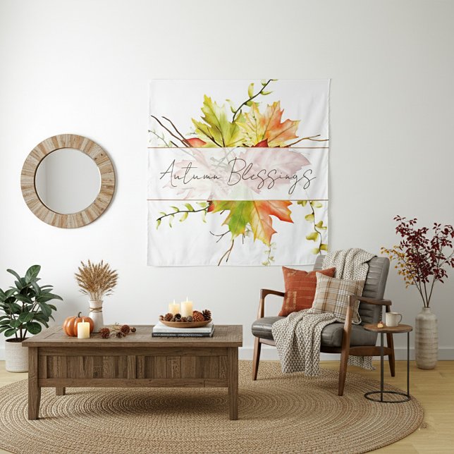 Fall maple leaves with custom text   tapestry (Creator Uploaded)