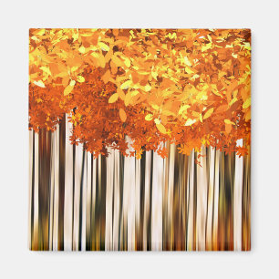 Fall maple tree forest artistic orange grey stripe magnet