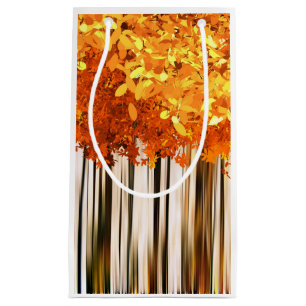 Fall maple tree forest autumn woods orange grey  small gift bag
