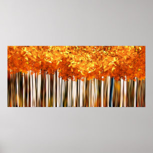 Fall maple tree forest modern orange gray woods poster