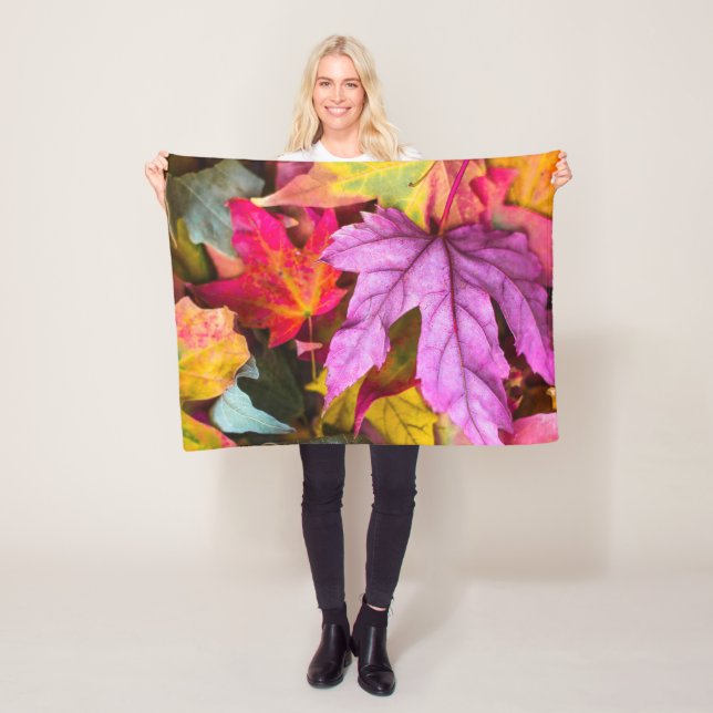 Fall maple tree leaves colourful autumn nature fleece blanket (In Situ)