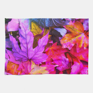 Fall maple tree leaves colourful autumn nature tea towel