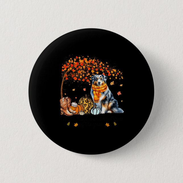 Fall Maple Tree Print Dog Lover Happy Thanksgiving 6 Cm Round Badge (Front)