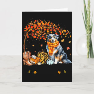 Fall Maple Tree Print Dog Lover Happy Thanksgiving Card