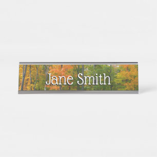 Fall Maple Trees Autumn Nature Photography Desk Name Plate