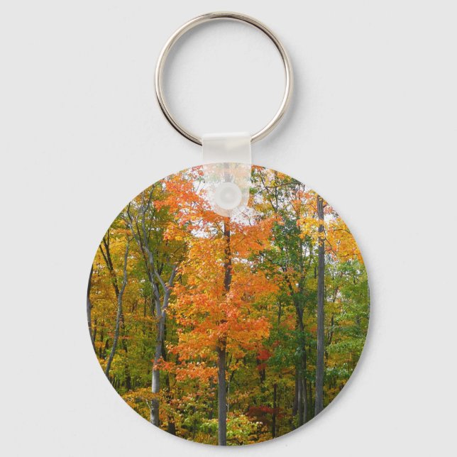 Fall Maple Trees Autumn Nature Photography Key Ring (Front)