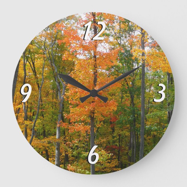 Fall Maple Trees Autumn Nature Photography Large Clock (Front)