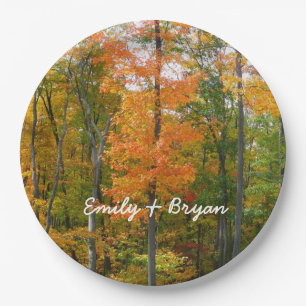 Fall Maple Trees Autumn Nature Photography Paper Plate