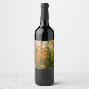 Fall Maple Trees Autumn Nature Photography Wine Label
