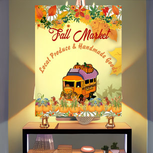 Fall Market Pumpkin Patch Farmhouse Harvest Truck Poster