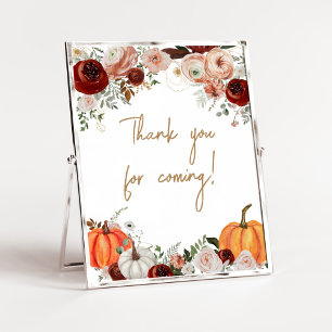 Fall Marsala Burgundy Pumpkin Thank you for Coming Poster