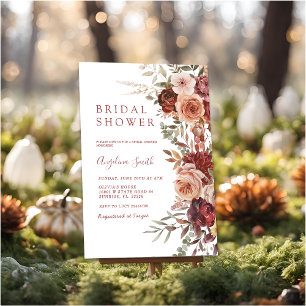 Fall Marsala Flower Bridal Shower  Invitation