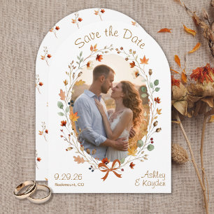 Fall Meadow Floral Photo Wedding Save the Date