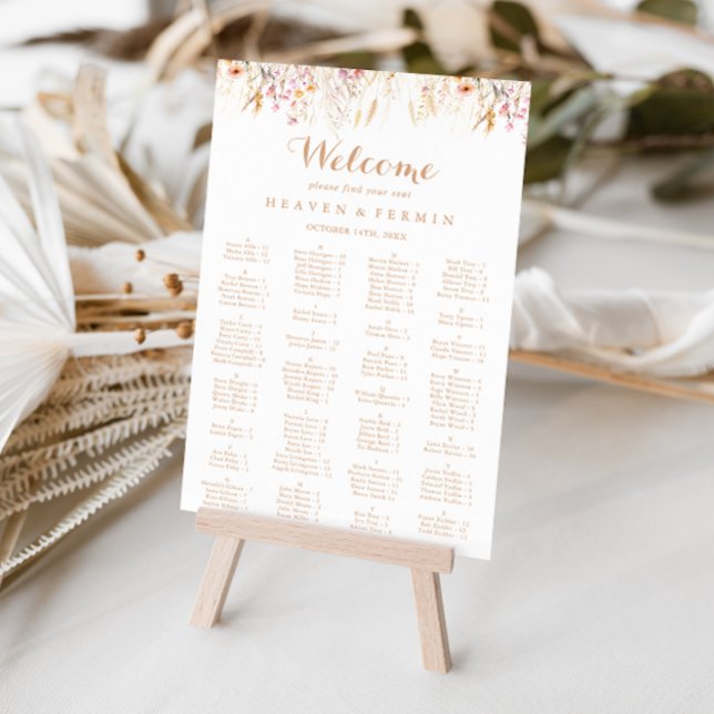 Fall Meadow Wild Floral Alphabetical Seating Chart (Creator Uploaded)