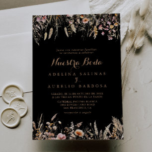 Fall Meadow Wild Floral Nuestra Boda Wedding Invitation