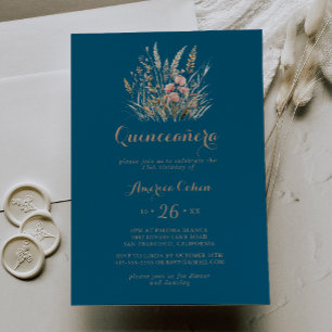 Fall Meadow Wild Floral Quinceañera Invitation