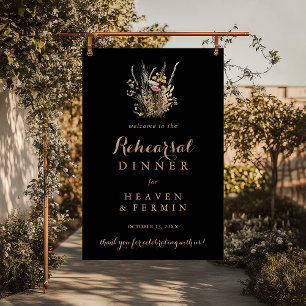 Fall Meadow Wild Floral Rehearsal Dinner Welcome  Poster