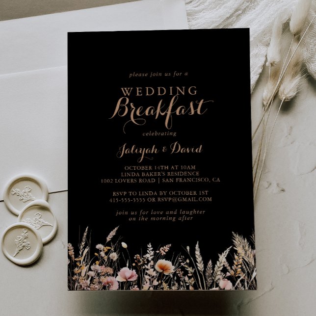  Fall Meadow Wild Floral Wedding Breakfast Invitation (Creator Uploaded)