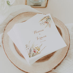 Fall Meadow Wild Floral Wedding  Napkin