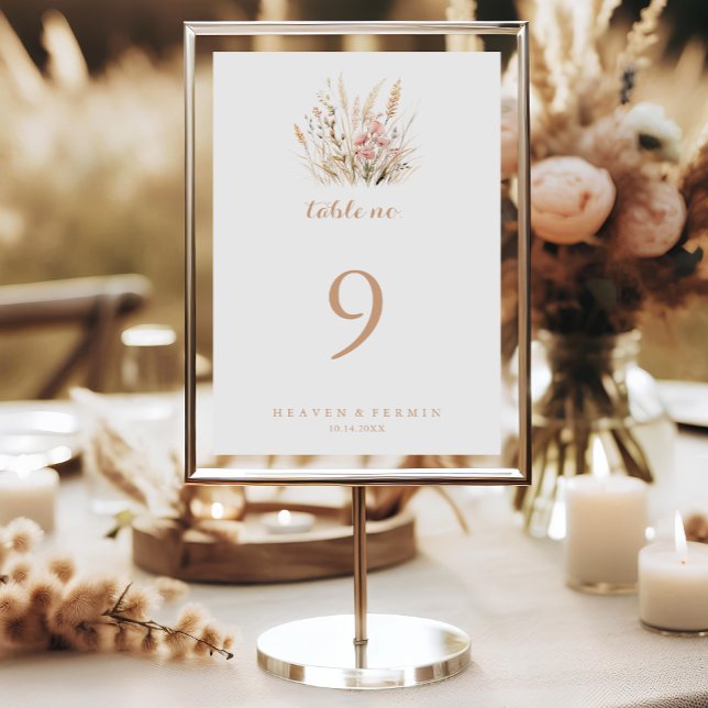 Fall Meadow Wild Floral Wedding Table Number (Creator Uploaded)