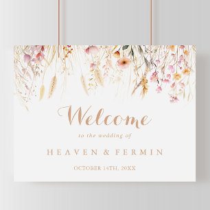 Fall Meadow Wild Floral Wedding Welcome Sign