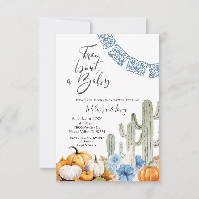 Fall Mexican Taco 'bout Love BABY Shower Invitation (Front)