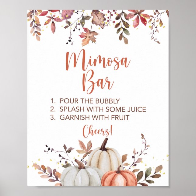 Fall Mimosa Bar Shower Sign Fall Pumpkins (Front)