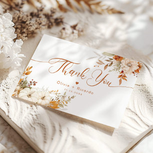 Fall Modern Autumn Wedding thank you Card