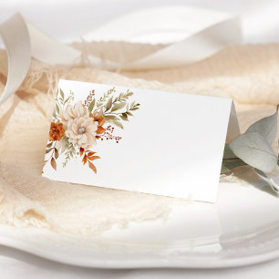 Fall Modern Burnt orange Wedding Place Card